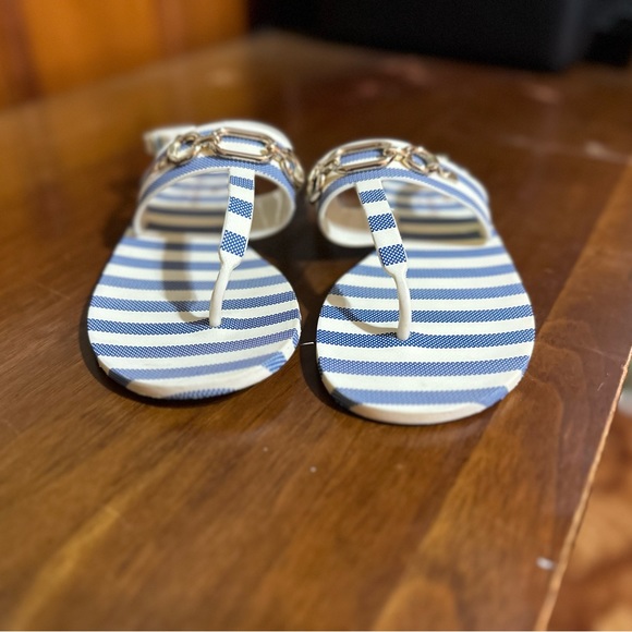 NWT Kate Spade Polly Sandals blue cream stripped Size 7 - Picture 3 of 11